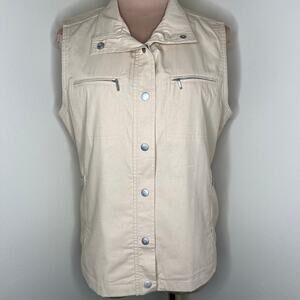 Scandia Woods Vest Small Womens Safari Utility Hunting Fishing Khaki Snap Front